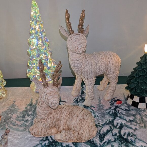 Cody Foster Retro Iridescent Christmas Trees Set of 2 Battery Lighted Glass - Picture 6 of 11